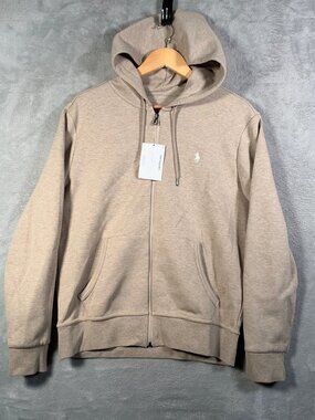 Polo Ralph Lauren Hoodie Mens M Beige Full Zip Heather Jacket Double Knit Z